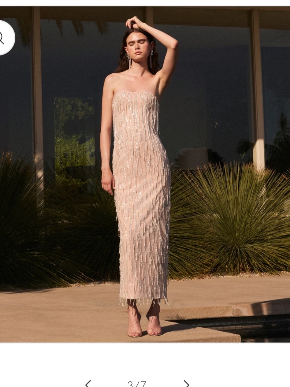 Helsi Ramona Fringe Embellished Strapless Column Gown